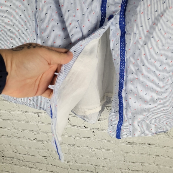 LUNA MOON | vintage inspired button down front slit moon stripe print skirt - Picture 3 of 9